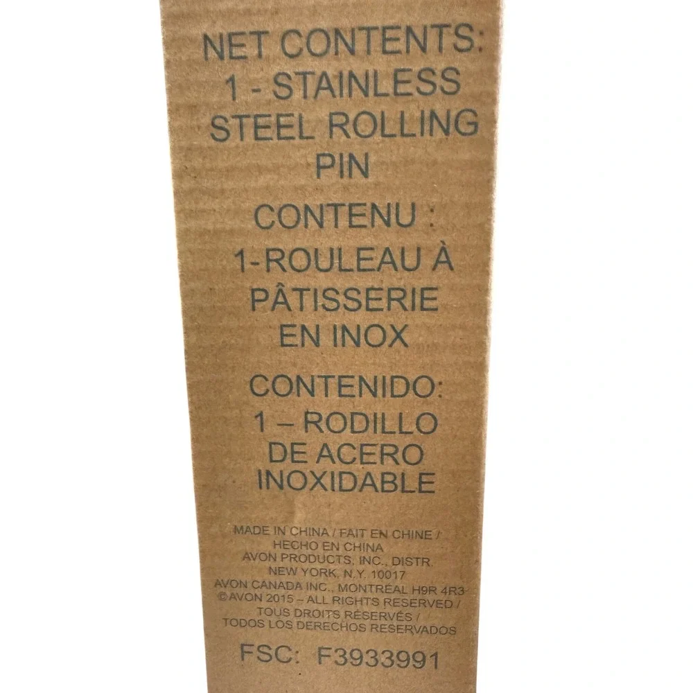 Avon Stainless Steel Rolling Pin Adjustable Spacers Red Silver 18.5 in Kitchen